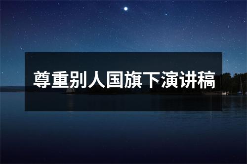 尊重别人国旗下演讲稿